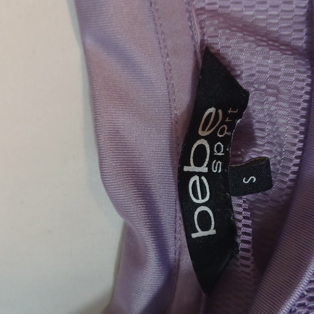 Y2K Bebe Lavender Netted  Logo Half  Top S - Picture 4 of 8